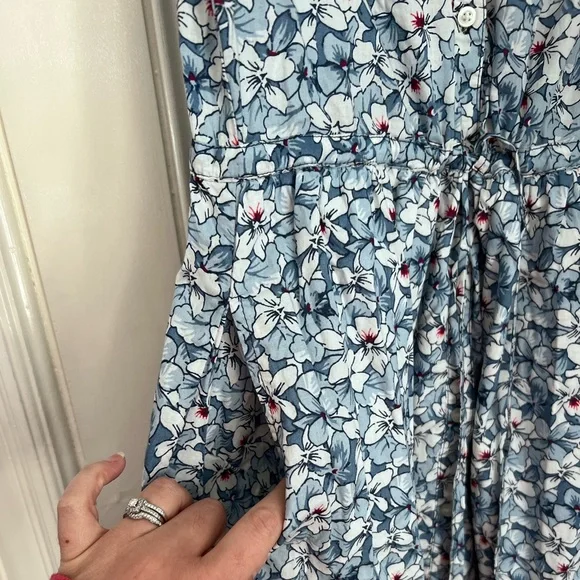 NWT Gap floral dress button front drawstring with pockets - Picture 3 of 11